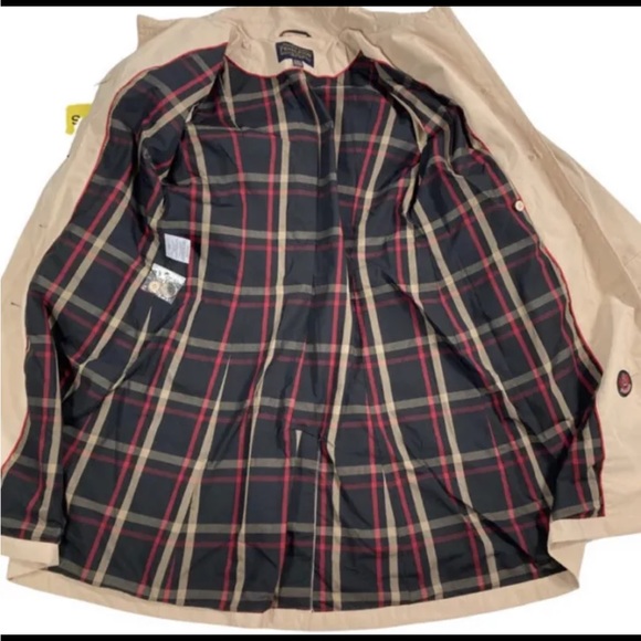 NEW Pendleton Beige Trench Coat Jacket size Small Plaid Lining Belted Buttons - Picture 5 of 12
